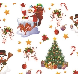 Nappe En Toile Cirée Anro Motif Noël - Père Noël Et étoiles Beiges, Imperméable Et Facile à Nettoyer - Plusieurs Tailles Rectangulaires, Rondes Et Ovales