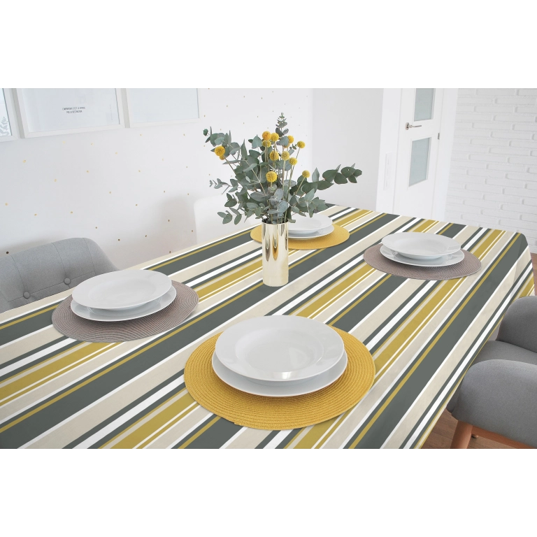 Tissu enduit 140 cm - SAVA ocre/grey