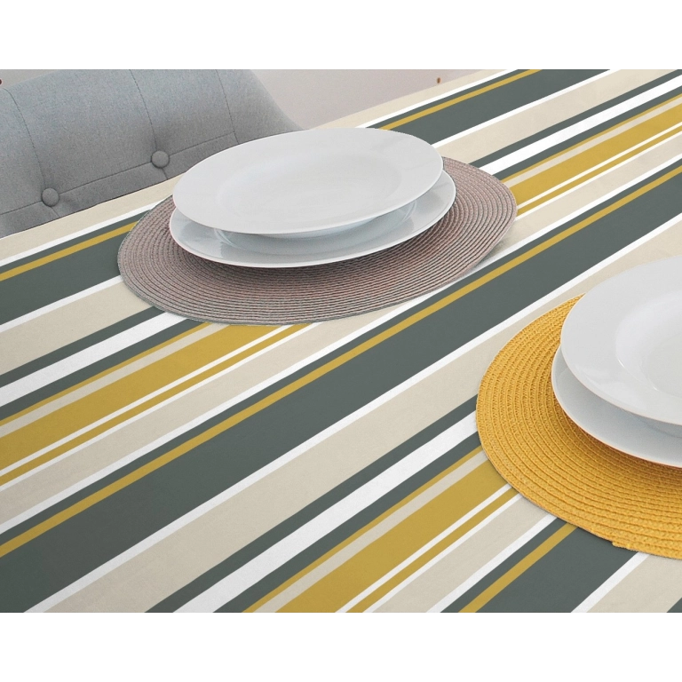 Tissu enduit 140 cm - SAVA ocre/grey