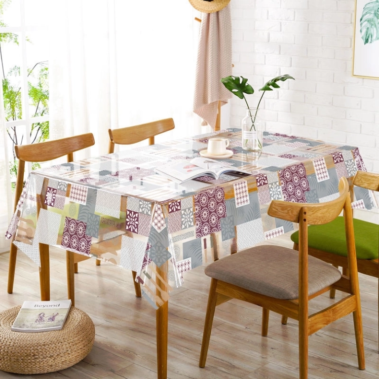 Nappe transparente imprimée cuisine - Toile cirée transparente cuisine Nappe transparente imprimée cuisine - Toile cirée transparente cuisine