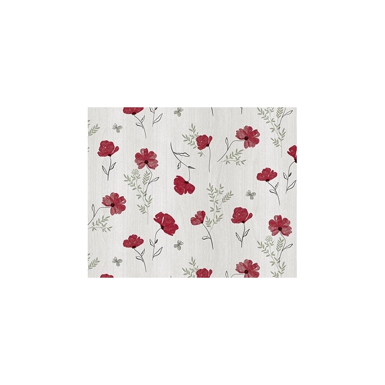 Toile cirée coquelicot et bois - nappe fleur coquelicots rouge Toile cirée coquelicot et bois - nappe fleur coquelicots rouge