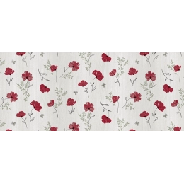 Toile cirée coquelicot et bois - nappe fleur coquelicots rouge