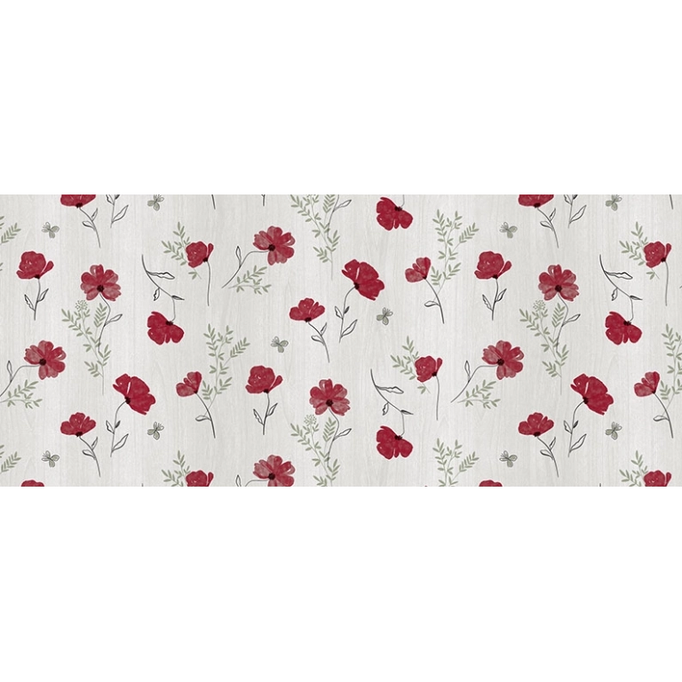 Toile cirée coquelicot et bois - nappe fleur coquelicots rouge Toile cirée coquelicot et bois - nappe fleur coquelicots rouge