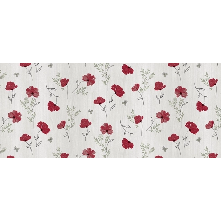 Toile cirée coquelicot et bois - nappe fleur coquelicots rouge Toile cirée coquelicot et bois - nappe fleur coquelicots rouge