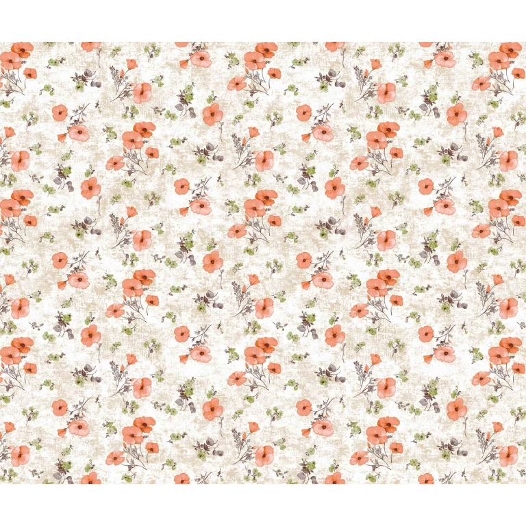 Toile cirée Florale orange - Nappe printanière florale Toile cirée Florale orange - Nappe printanière florale