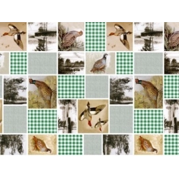 Toile cirée Grouse vert - Nappe thème chasse