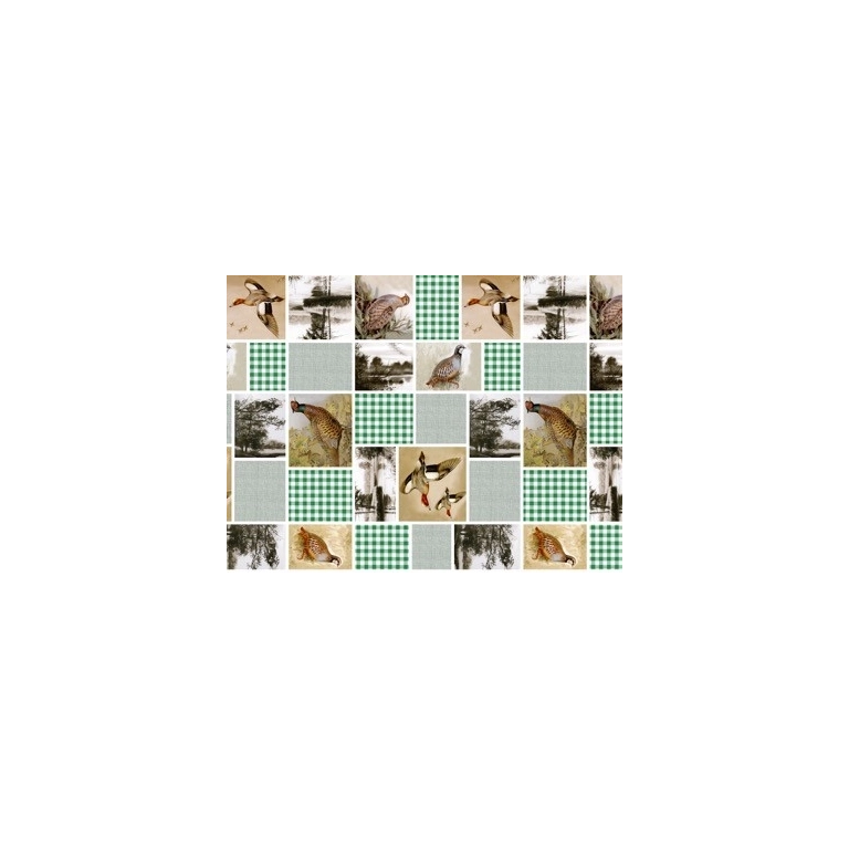 Toile cirée Grouse vert - Nappe thème chasse Toile cirée Grouse vert - Nappe thème chasse
