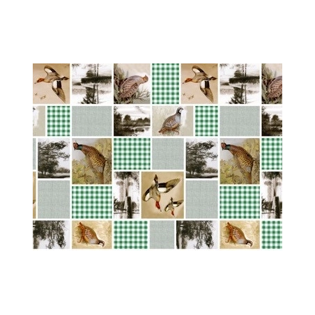 Toile cirée Grouse vert - Nappe thème chasse