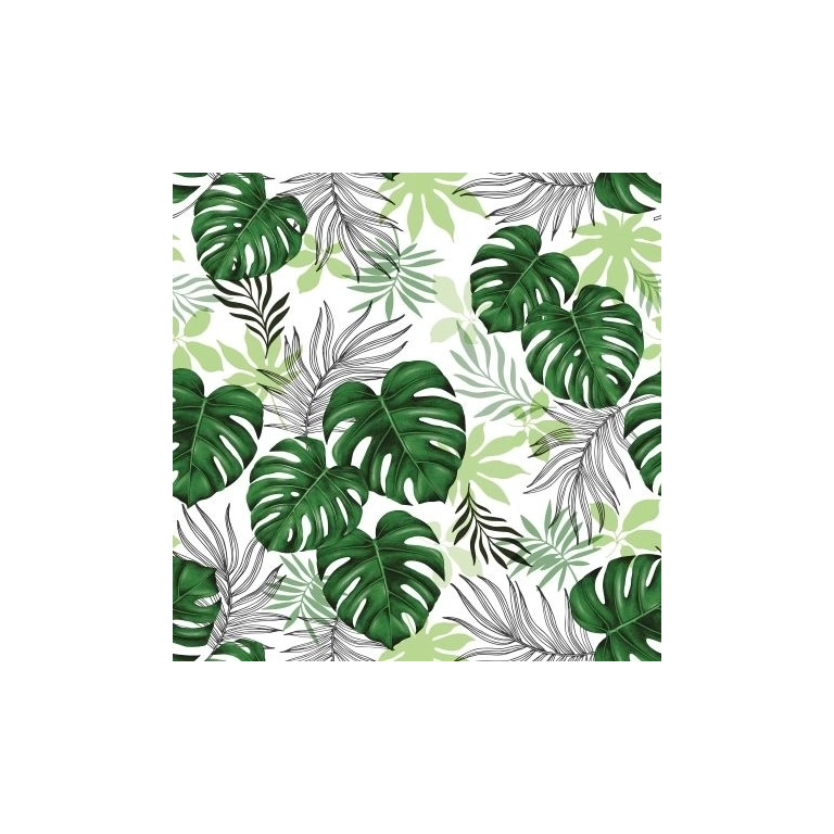 Toile cirée GUYANE vert - Nappe toile cirée tropicale Toile cirée GUYANE vert - Nappe toile cirée tropicale