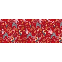 Toile cirée Toucan rouge - Nappe rouge décorée