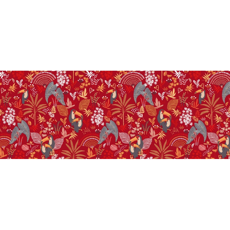 Toile cirée Toucan rouge - Nappe rouge décorée Toile cirée Toucan rouge - Nappe rouge décorée