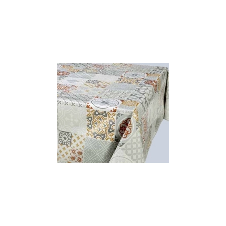 Toile cirée grande largeur faïence beige - Nappe cirée carreau ciment beige Toile cirée grande largeur faïence beige - Nappe cirée carreau ciment beige