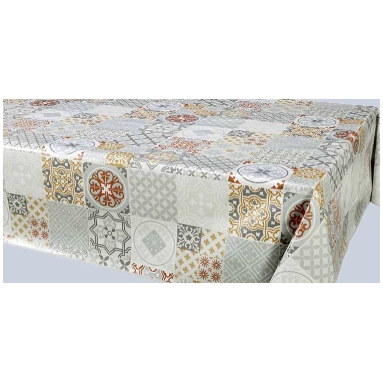 Toile cirée grande largeur faïence beige - Nappe cirée carreau ciment beige Toile cirée grande largeur faïence beige - Nappe cirée carreau ciment beige