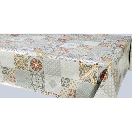 Toile cirée grande largeur faïence beige - Nappe cirée carreau ciment beige Toile cirée grande largeur faïence beige - Nappe cirée carreau ciment beige