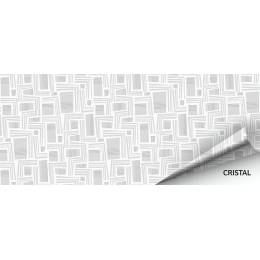 Nappe transparente imprimée design - Toile cirée transparente géométrique blanc