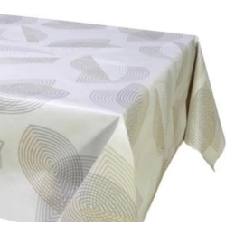 Toile cirée design sable - Nappe de table beige bleu 160 cm
