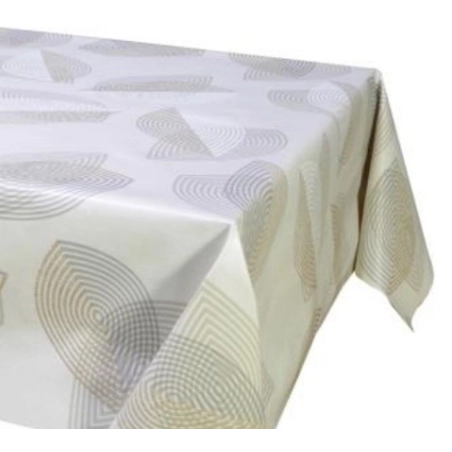 Toile cirée design sable - Nappe de table beige bleu 160 cm