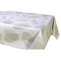 Toile cirée design sable - Nappe de table beige bleu 160 cm
