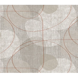 Toile cirée design beige rouge - Nappe de table courbe rouge 160 cm
