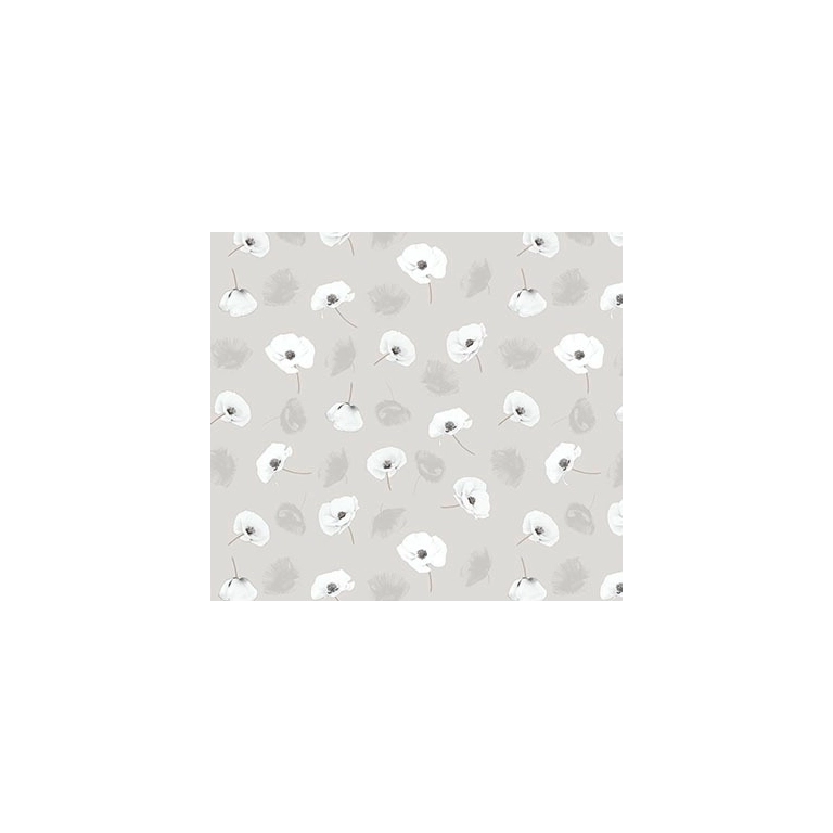 Toile cirée grande largeur COQUELI gris - Nappe cirée carreau fleur coquelicot gris Toile cirée grande largeur COQUELI gris - Nappe cirée carreau fleur coquelicot gris