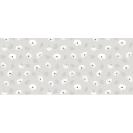 Toile cirée grande largeur COQUELI gris - Nappe cirée carreau fleur coquelicot gris