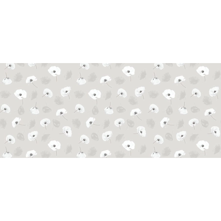 Toile cirée grande largeur COQUELI gris - Nappe cirée carreau fleur coquelicot gris Toile cirée grande largeur COQUELI gris - Nappe cirée carreau fleur coquelicot gris