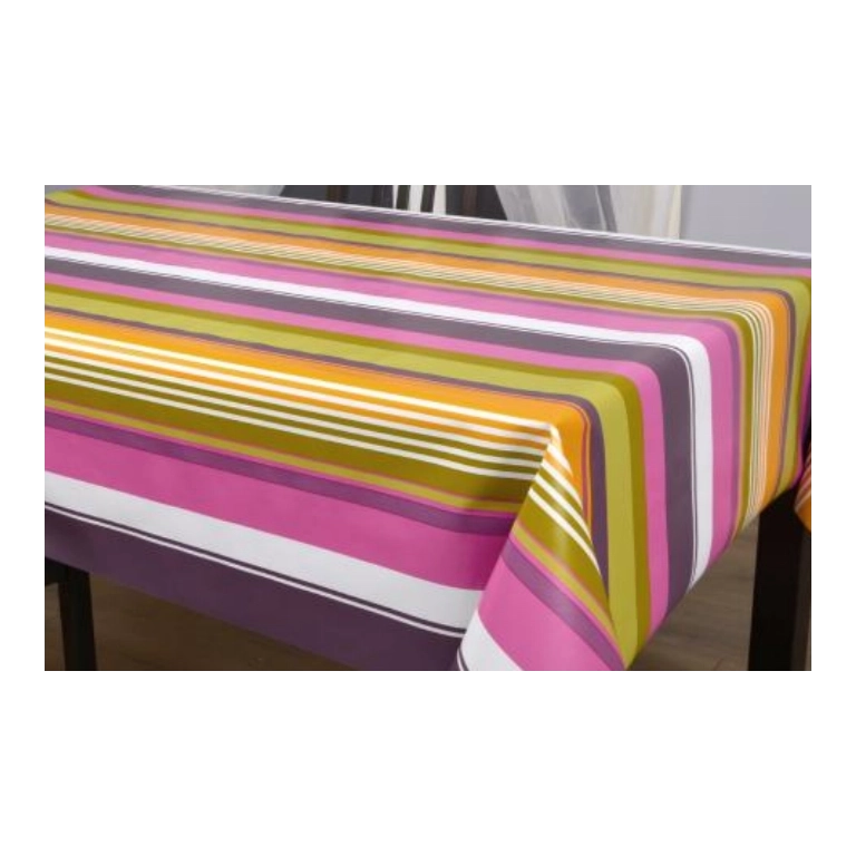 Toile cirée rayure rose - Nappe bayadère rayure rose