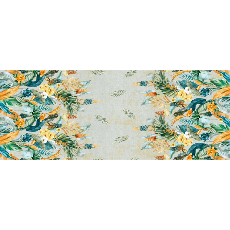 Toile cirée faune chemin de table - Nappe cirée feuillage nature Toile cirée faune chemin de table - Nappe cirée feuillage nature