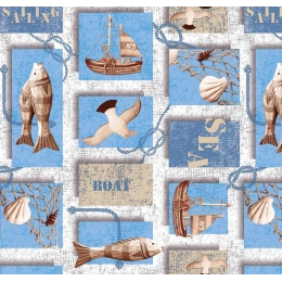 Toile cirée marino marin - nappe cirée pour le bord de mer