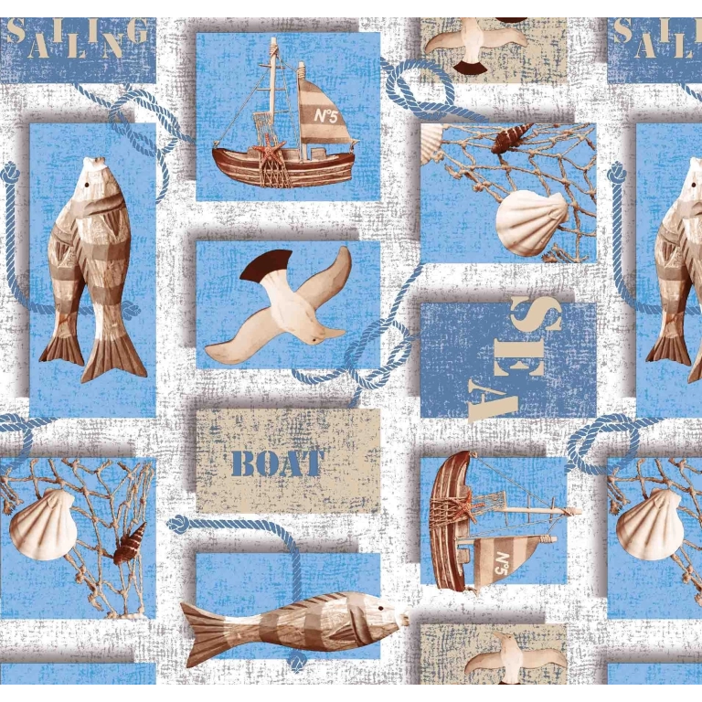 Toile cirée marino marin - nappe cirée pour le bord de mer