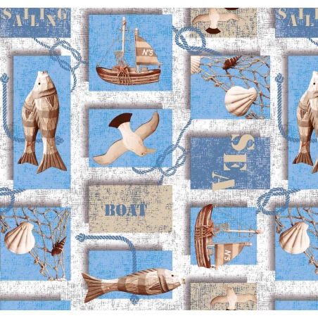 Toile cirée marino marin - nappe cirée pour le bord de mer