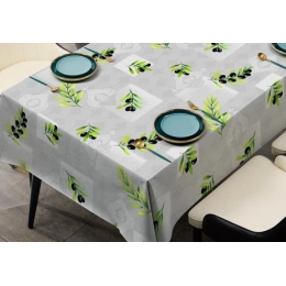 Toile cirée provençale olive gris - Nappe toile cirée olive gris