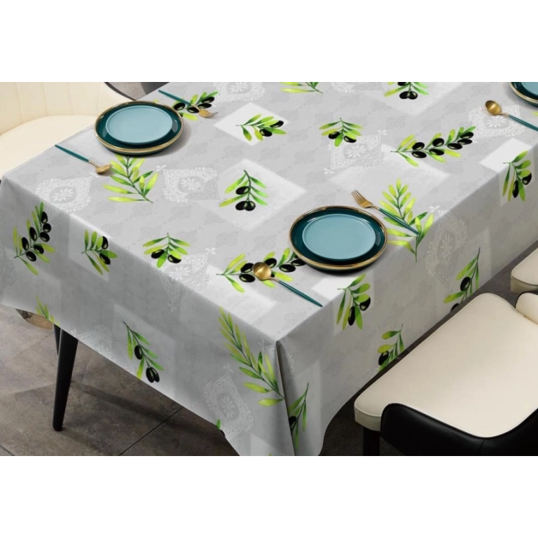 Toile cirée provençale olive gris - Nappe toile cirée olive gris Toile cirée provençale olive gris - Nappe toile cirée olive gris