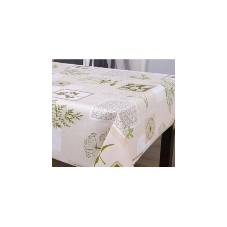 Toile cirée herbier écru 180 cm - Nappe cirée beige 180 cm Toile cirée herbier écru 180 cm - Nappe cirée beige 180 cm