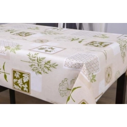 Toile cirée herbier écru 180 cm - Nappe cirée beige 180 cm