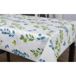 Toile cirée feuille verte 180 cm - Nappe cirée blanche 180 cm