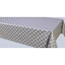 Toile cirée Art déco gris moutarde Rectangulaire 140x150 cm - Roulée sur tube