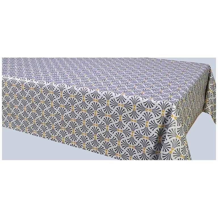 Toile cirée Art déco gris moutarde Rectangulaire 140x150 cm - Roulée sur tube Toile cirée Art déco gris moutarde Rectangulaire 140x150 cm - Roulée sur tube
