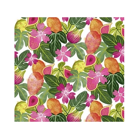 Toile cirée Figos fruit Ronde Ø 140cm - Roulée sur tube