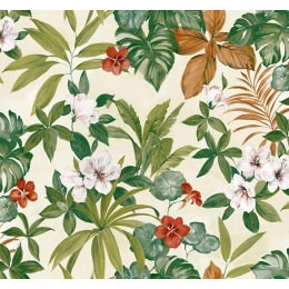 Toile cirée Feuillage vert chic Ronde Ø 140cm - Roulée sur tube