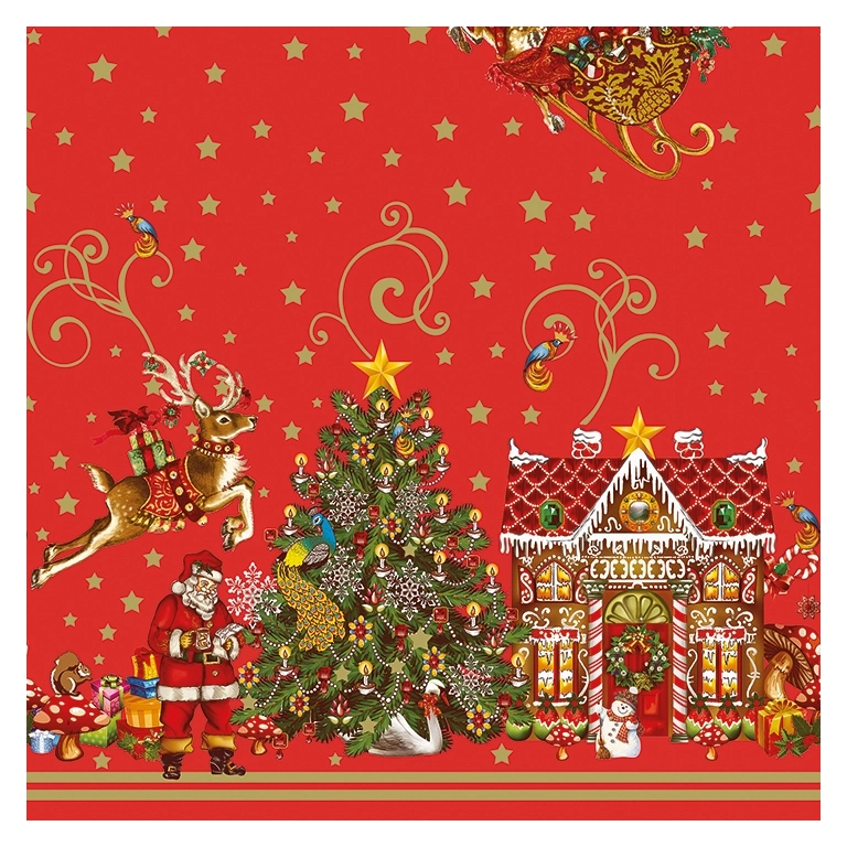 Nappe de noël rouge toile cirée - Nappe festive noël père noël rouge