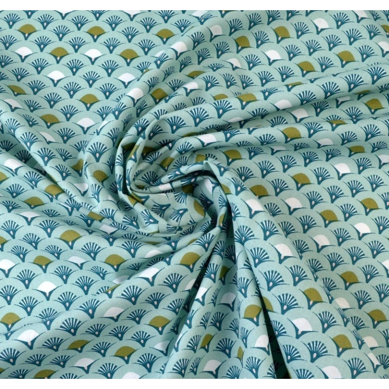 Nappe en tissu enduit Ovale 154x200cm - Nappage en tissu enduit vert celadon