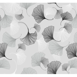 Toile cirée Ginkgo Gris - Feuillage argenté élégant