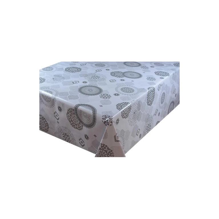Toile cirée ROSACE gris - Géométrique argenté Toile cirée ROSACE gris - Géométrique argenté