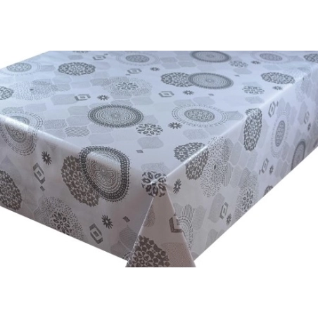 Toile cirée ROSACE gris - Géométrique argenté