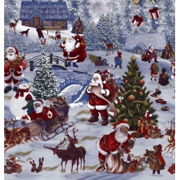 Nappe de noël largeur 140 cm - Toile cirée traineau et cadeaux de noël