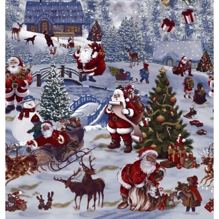 Nappe de noël largeur 140 cm - Toile cirée traineau et cadeaux de noël