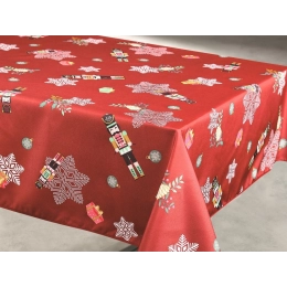Nappe de Noël Rouge Casse noisette - Rectangle 145x240cm
