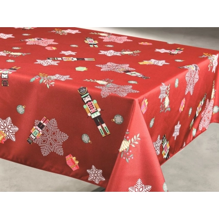 Nappe de Noël Rouge Casse noisette - Rectangle 145x240cm
