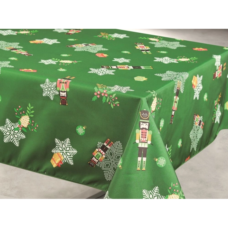 Nappe de Noël Vert Casse noisette - Rectangle 145x240cm